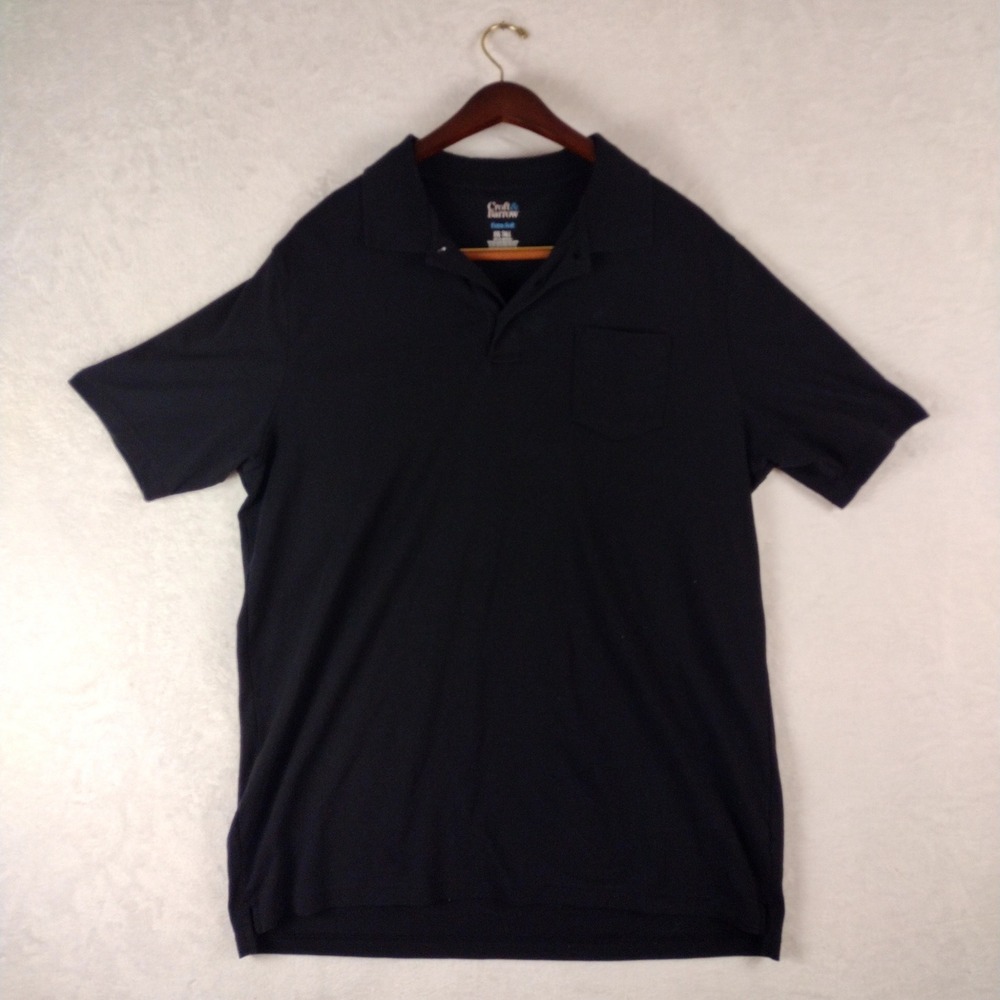 Croft & Barrow Mens XXL Tall Black Extra Soft Short Sleeve Pocket Polo Shirt